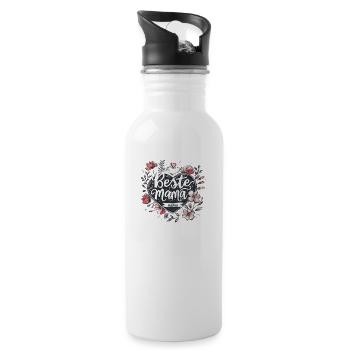 Beste Mama Muttertag - Trinkflasche mit integriertem Trinkhalm - Weiß - Rechts