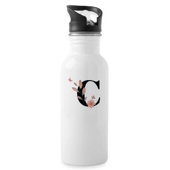 Letter c wildflowers watercolors - Water bottle with straw - white - Right