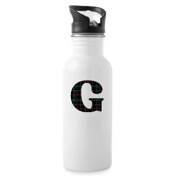 Monogrammed g Scottish tartan - Water bottle with straw - white - Right