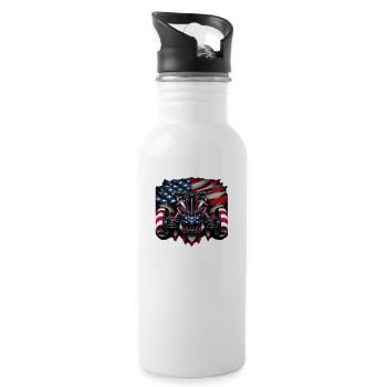 Motorrad,motorcycle,dirkbike motocross USA - Trinkflasche mit integriertem Trinkhalm - Weiß - Rechts