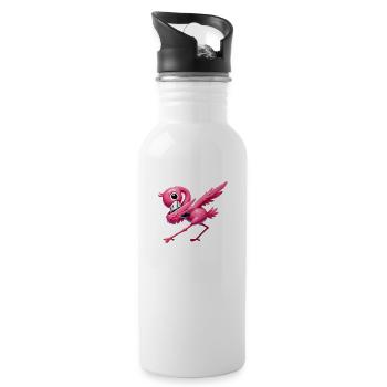 flamingo dabbing - Trinkflasche mit integriertem Trinkhalm - Weiß - Rechts
