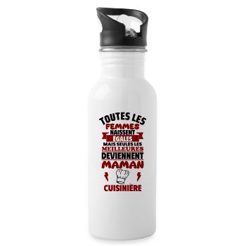 Cadeau Fête des Mères - Maman Cuisinière,cuisine - Gourde avec paille intégrée - blanc - Droite