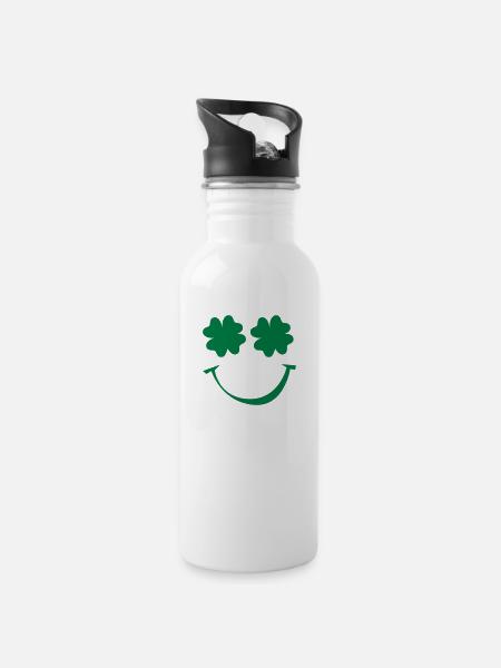 St. Patricks day - Trinkflasche mit integriertem Trinkhalm - Weiß