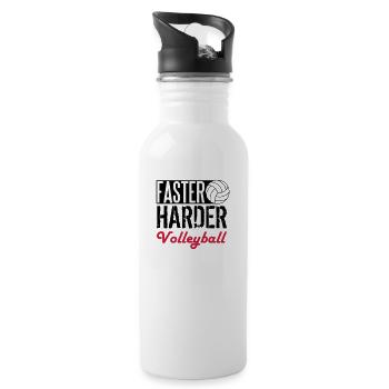 Faster, harder, Volleyball - Trinkflasche mit integriertem Trinkhalm - Weiß - Rechts