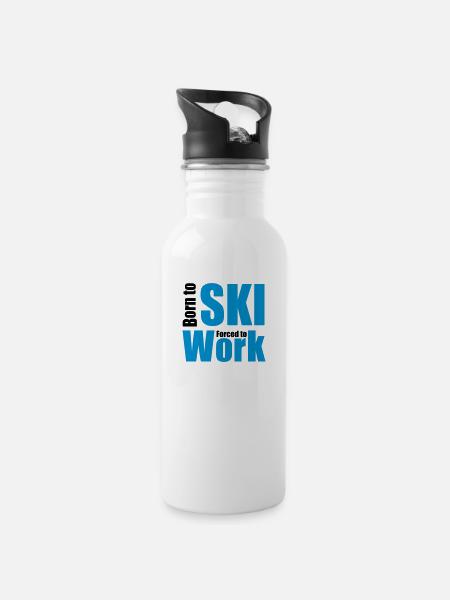 ski - Trinkflasche mit integriertem Trinkhalm - Weiß