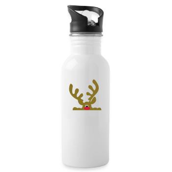 elch - Trinkflasche mit integriertem Trinkhalm - Weiß - Rechts