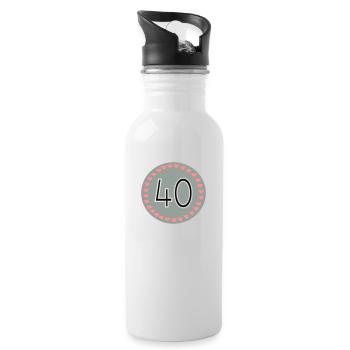 40th birthday - Water bottle with straw - white - Right