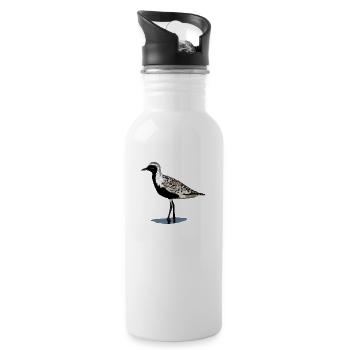 Kiebitzregenpfeifer - Trinkflasche mit integriertem Trinkhalm - Weiß - Rechts