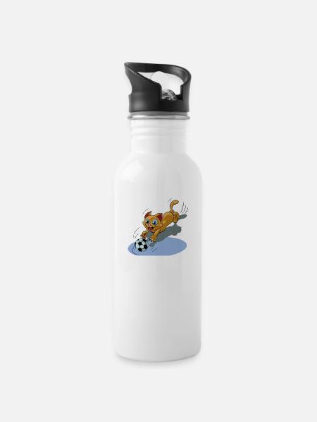 Sweet cat - Trinkflasche mit integriertem Trinkhalm - Weiß