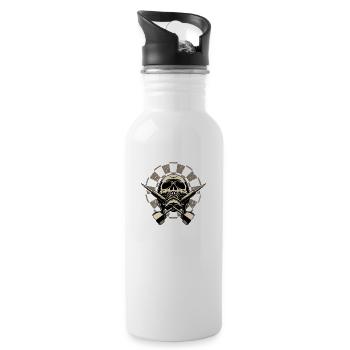 Dart Skull 2 - Dart T-Shirts RAHMENLOS - Sport - Trinkflasche mit integriertem Trinkhalm - Weiß - Rechts