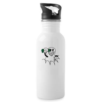 Erdnuss mit Geldscheinen / peanut 'n money (3c) - Trinkflasche mit integriertem Trinkhalm - Weiß - Rechts