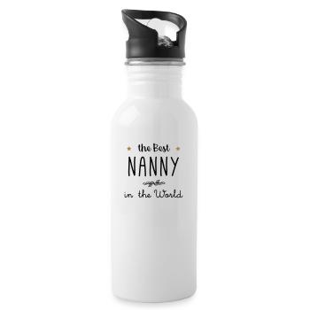 The best nanny in the world - Water bottle with straw - white - Right