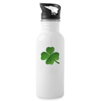 kleeblatt glueck shamrock luck four leaf clover8 - Trinkflasche mit integriertem Trinkhalm - Weiß - Rechts
