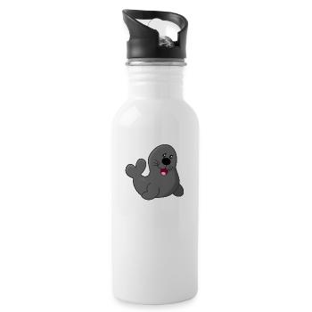 Seehund - Trinkflasche mit integriertem Trinkhalm - Weiß - Rechts
