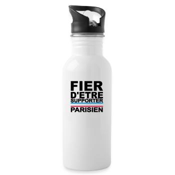 fier parisien noir 01 - Gourde avec paille intégrée - blanc - Droite