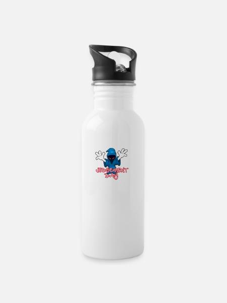 JD Logo+Text (Digital)*trans - Water bottle with straw - white