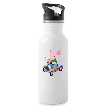 Éléphant dans une voiture de collection - Gourde avec paille intégrée - blanc - Droite