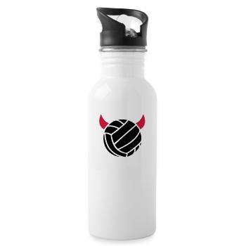 volleyball_ball_hoerner____f2 - Trinkflasche mit integriertem Trinkhalm - Weiß - Rechts