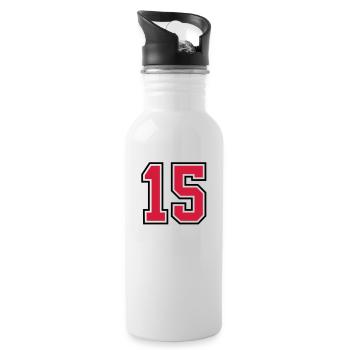 15 sports jersey football number - Trinkflasche mit integriertem Trinkhalm - Weiß - Rechts