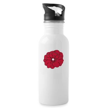 Rote Pfingstrose, Garten, Blume - Trinkflasche mit integriertem Trinkhalm - Weiß - Rechts