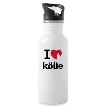I love Kölle - Trinkflasche mit integriertem Trinkhalm - Weiß - Rechts