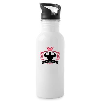 bodybuilder_shield_ym2 - Trinkflasche mit integriertem Trinkhalm - Weiß - Rechts