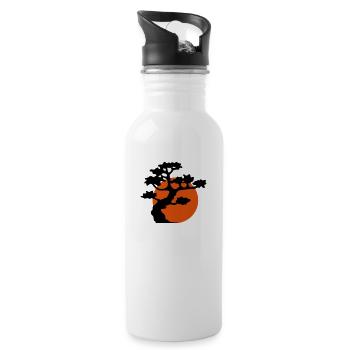 sonne abend mond nacht baum dekoration cool gaertn - Trinkflasche mit integriertem Trinkhalm - Weiß - Rechts