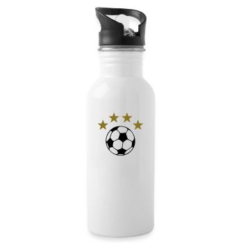 4 Sterne Fußball Weltmeister Deutschland - Water bottle with straw - white - Right