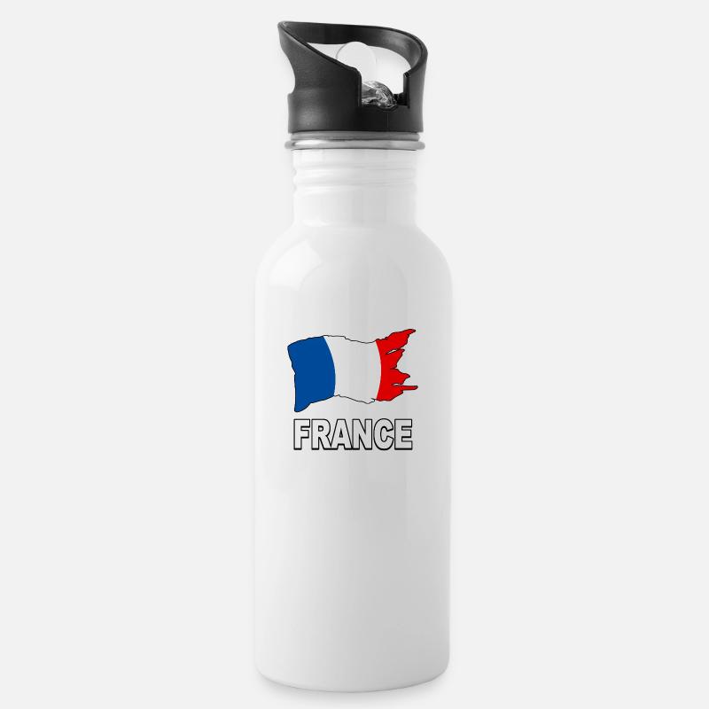 france drapeau 04 - Gourde avec paille intégrée - blanc
