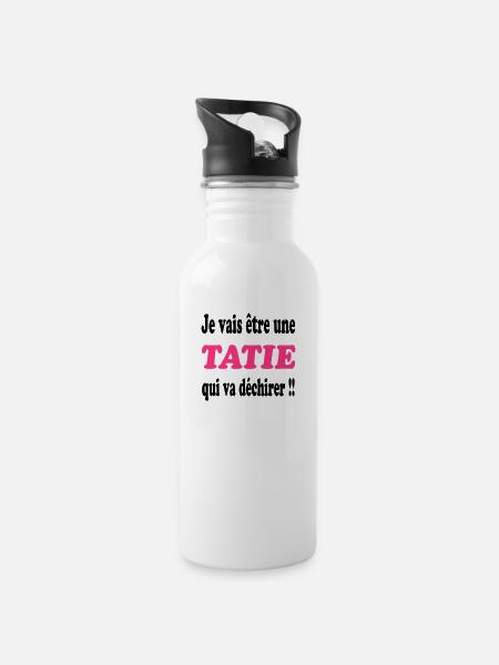 Je vais être une tatie qui va déchirer !!! - Gourde avec paille intégrée - blanc
