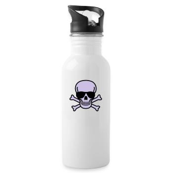 Skull with Sunglasses - 2 colors - Water bottle with straw - white - Right