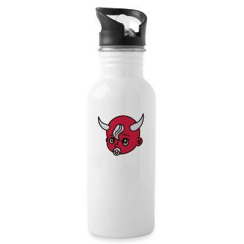 head face evil devil demon hell devil satan crawli - Water bottle with straw - white - Right