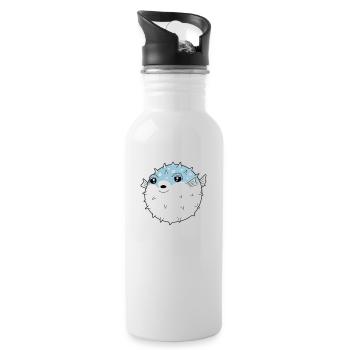 Fugu Kugelfisch - Trinkflasche mit integriertem Trinkhalm - Weiß - Rechts