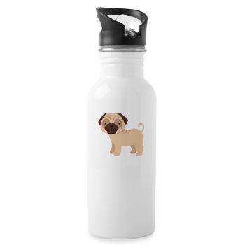 pug - Water bottle with straw - white - Right