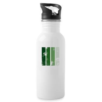 Retro stripes green - Water bottle with straw - white - Right
