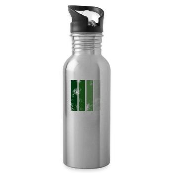 Retro Streifen Grün - Trinkflasche mit integriertem Trinkhalm - Lightsilver - Rechts