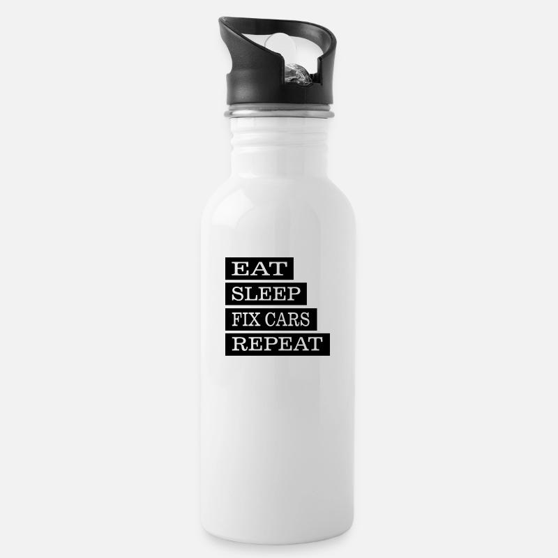Car Auto - Trinkflasche mit integriertem Trinkhalm - Weiß