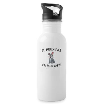 Je Peux Pas J'ai Mon Lapin - Gourde avec paille intégrée - blanc - Droite