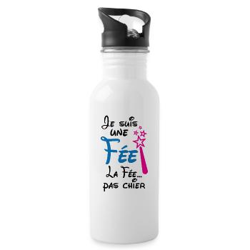 Je suis la fée pas chier - Gourde avec paille intégrée - blanc - Droite