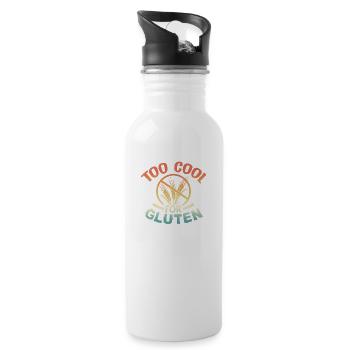 Too Cool For Gluten - Gluten-free saying - Water bottle with straw - white - Right
