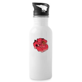 rosa Blume Zeichnung - Trinkflasche mit integriertem Trinkhalm - Weiß - Rechts