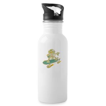 robot skateboard vintage - Water bottle with straw - white - Right