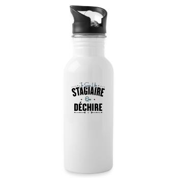 Stagiaire Qui Déchire Cadeau Humour Personnalisé - Gourde avec paille intégrée - blanc - Droite