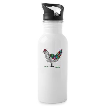 Henne - Trinkflasche mit integriertem Trinkhalm - Weiß - Rechts