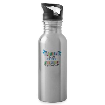 Lehren bedeutet Berührung - Trinkflasche mit integriertem Trinkhalm - Lightsilver - Rechts