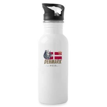Dänemark Vintage Fahne Wikinger und Schiff Souveni - Trinkflasche mit integriertem Trinkhalm - Weiß - Rechts