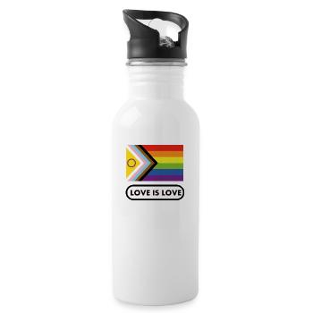 Pride Intersex Inclusive Flagge Liebe ist Liebe - Trinkflasche mit integriertem Trinkhalm - Weiß - Rechts