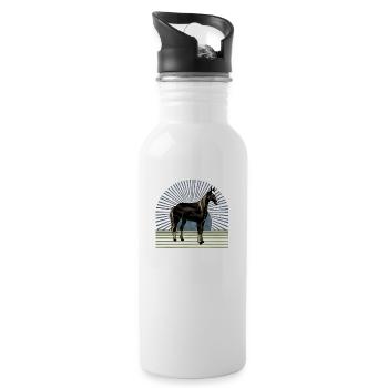 Pferd - Trinkflasche mit integriertem Trinkhalm - Weiß - Rechts