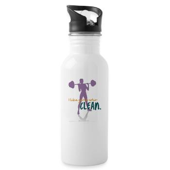 I like girls who CLEAN - Trinkflasche mit integriertem Trinkhalm - Weiß - Rechts