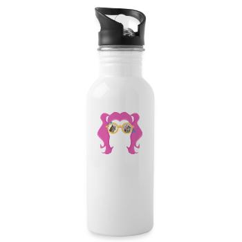 Girls with glasses - Water bottle with straw - white - Right